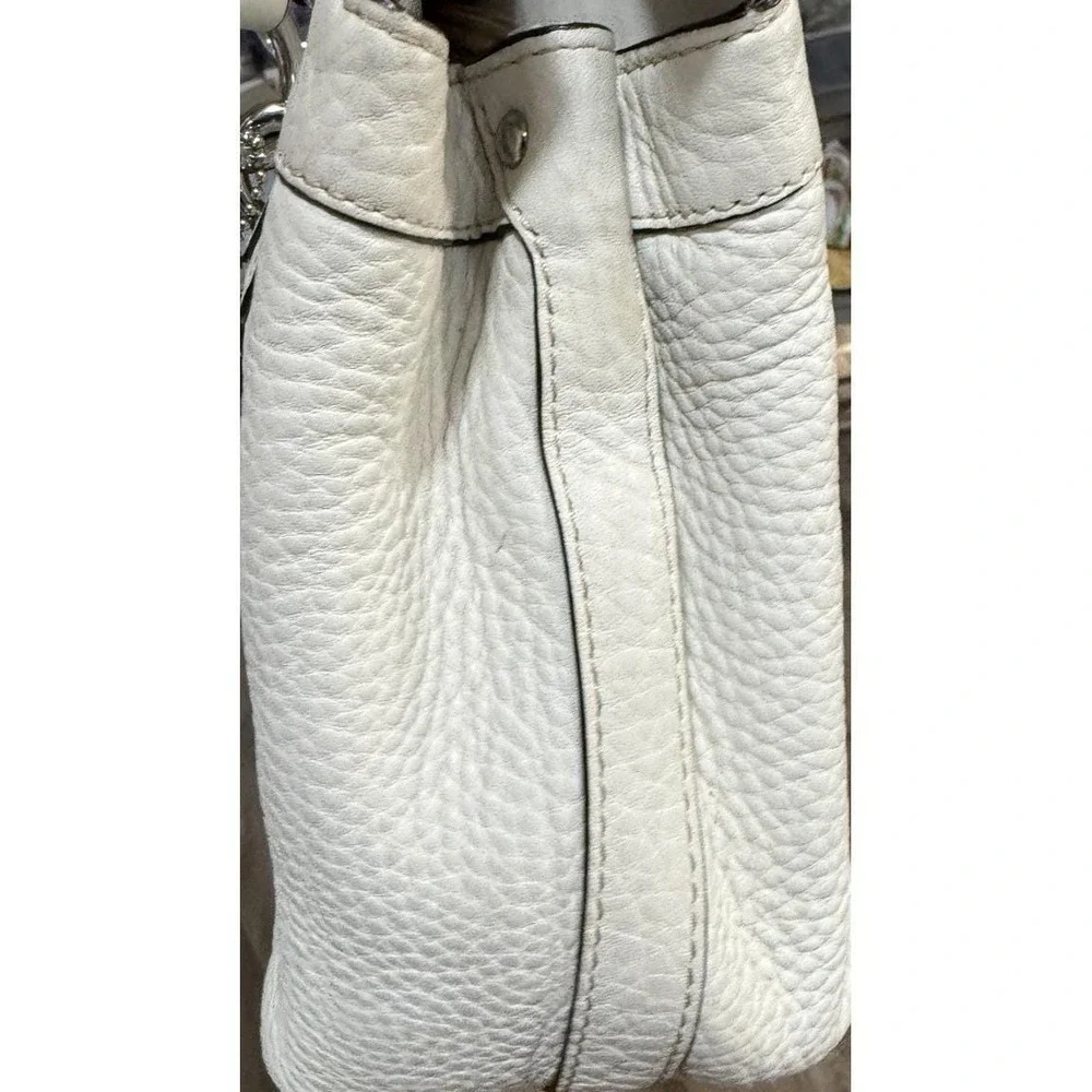 COACH F14686 Penelope Cream‎ White Pebbled Leather Double Handle Shoulder Purse